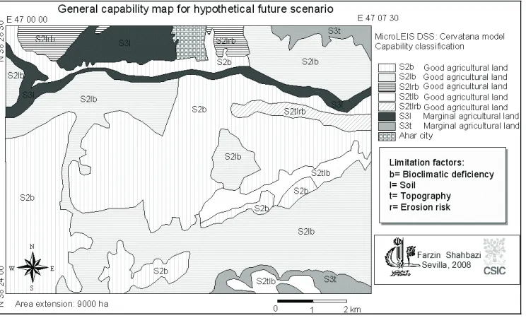 Fig.�5. General�capability�map�of�study�area,�integrating�GIS�and�Cervatana�model�results�for�hypothetical�future�scenario.