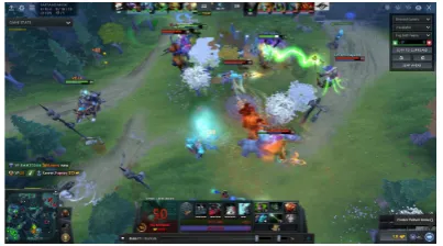 Figure 1. In-game view of Dota 2 as seen by the players and the audience. 