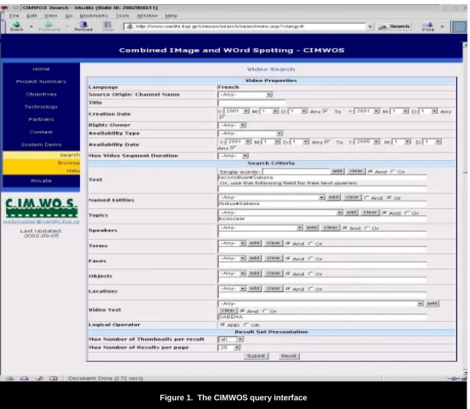 Figure 1.  The CIMWOS query interface 