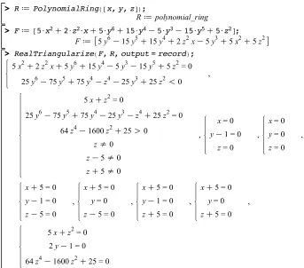 Figure 2.4: Output of the RealTriangularize command for the EVE surface.