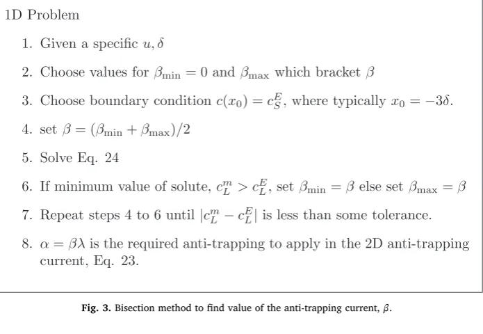 Fig. 3. Bisection method to ﬁnd value of the anti-trapping current, β.