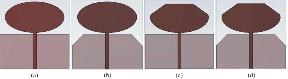 Figure 3. Reﬂection coeﬃcients of the proposed monopole antennas.