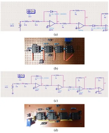 Figure 8. Schematics and Photos of the tested POC PCBs: (a) Schematic of AVC, (b) AVC, (c)Schematic of AVD and (d) AVD.