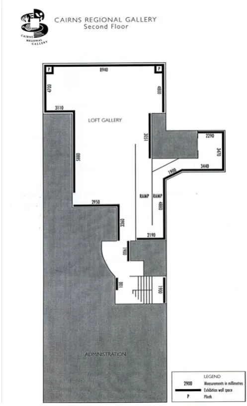Figure 7.10.1:  Layout of the Loft Gallery, Cairns Regional Gallery