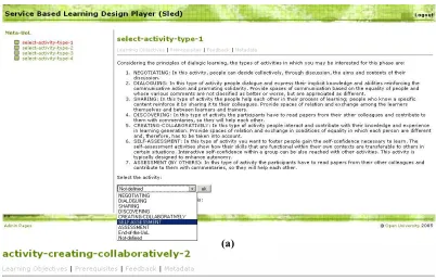 Figure 1. collaboratively(a) Selection of the self-assessment activity. (b) Final configuration of the creating- activity