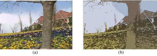 Fig. 4   Results using Normalized cut segmentation (Color intensity: 7)  a) Input Image b) Normalized Cut 