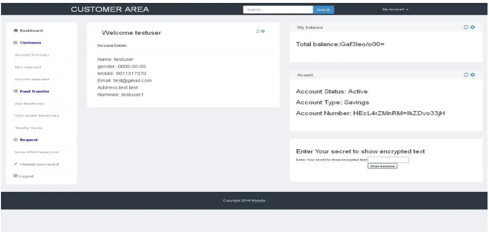 Fig 4.5: Customer login area  Customer can login to the system using customer user-id and password .After successful 