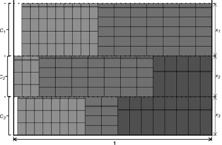 Figure 4.1: An optimal fractional solution for an instance of 3T-SPP with three conﬁgurations