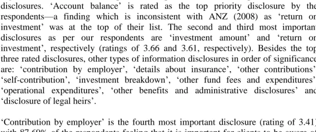 Figure  4.6  and  Table  4.9  report  the  empirical  results  for  superannuation  fund  disclosures