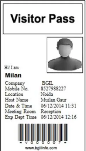 Figure 1: Sample of Visitor Card 