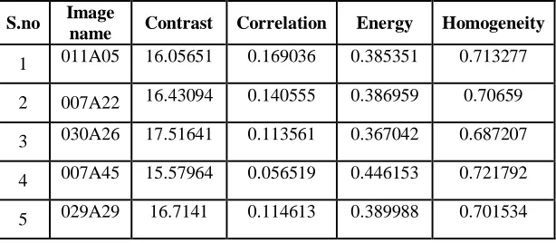 Table 2: Contrast, Correlation, Energy, and, Local homogeneity features on CLDPVFM 45° of facial images