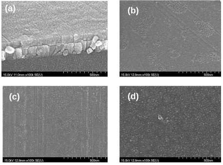 Figure 2. Typical TEM images with inserted diffraction patterns of the thin films. (a) without Au and (b) with Au/Mn ratio of 1.6% (b)