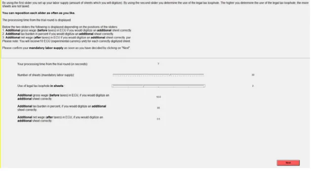 Figure 1: Example of the decision situation for the treatment Legal  Tax Avoidance with no negative detection consequences