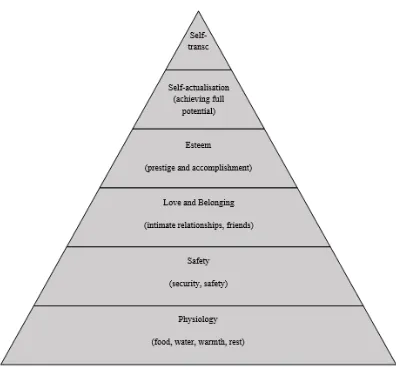 Figure 2: Maslow’s hierarchy of needs theory 