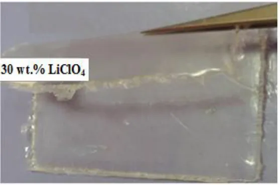 Figure 2. Appearance of the P(GMA-co-EMA) (80/20)- 30%LiClO4 prepared by  using casting solution, representative for all the SPEs