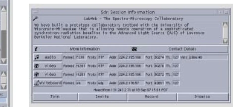 Figure 5: Sdr’s main window shows the currently advertised sessions.