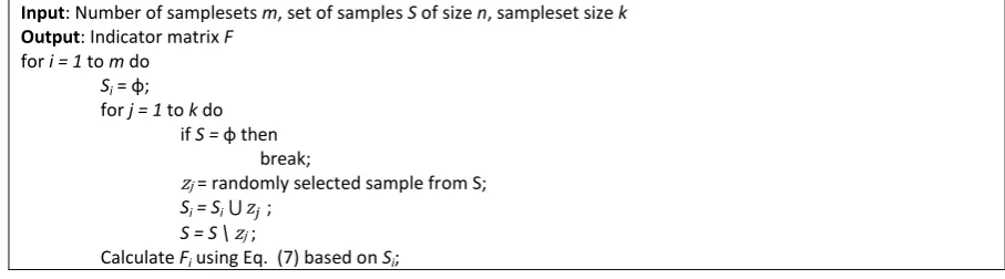 Table 1. An example of the aggregation process of RAkET while k = 20% and d=7. For each sampleset Si, each feature obtains variant (specified by 0) or invariant (specified by 1) tag, and ultimately the final  tag is assigned with respect to results aggregated from different samplesets 