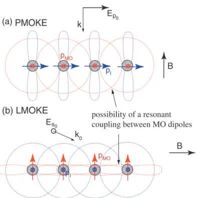 Figure 3. Grating resonances turned on by the MO effect in (a) PMOKE and (b) LMOKE for a normal incidence