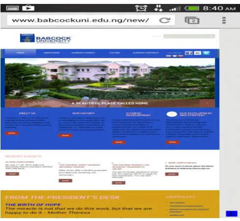 Fig 5. A screen shot of the Babcock website on a 7 inch screen. 