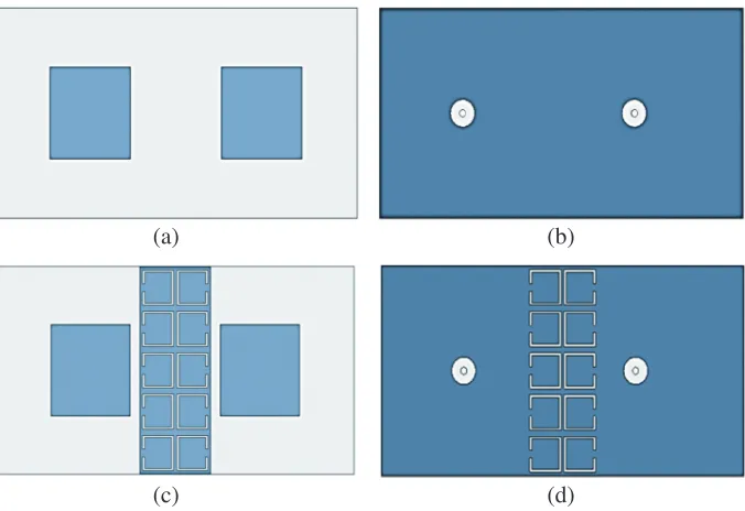 Figure 7. Computed current distribution in patch array. (a) Without CSRR. (b) With CSRR.