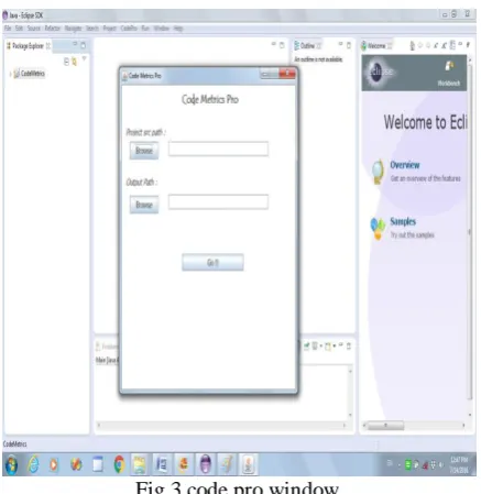 Fig 2 java eclipse launcher This is the user interface; this interface is designed for the purpose of calculating the lines of codes in the project