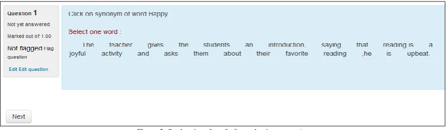Figure 3: Student interface (before selecting answer). 