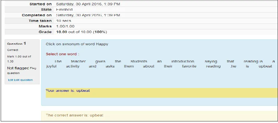 Figure 4: Student interface (after selecting answer). 