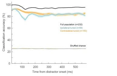 Figure 8 Information content during delay. Ensemble decoding of locus of covert attention during delay epoch
