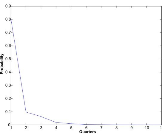 Figure 7: Persistence of zero interest rates (baseline calibration)
