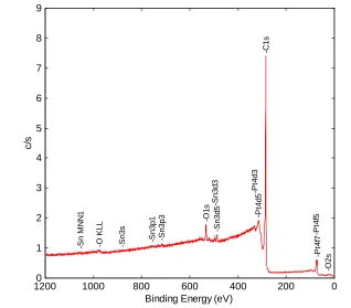 Figure 2. XPS survey analysis of the Pt3Sn/C catalyst. 