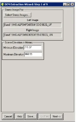 Figure 3.6 Stereo Pair Selection for DEM Extraction Wizard 