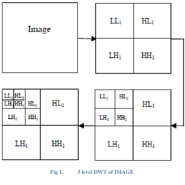 Fig 1.          3 level DWT of IMAGE 