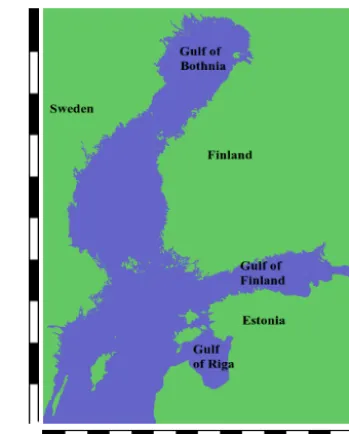 Fig. 1 (56.0◦ N, 16.0◦ E and 66.0◦ N, 31.0◦ E, respectively).The area of the Baltic Sea is 422 000 km2