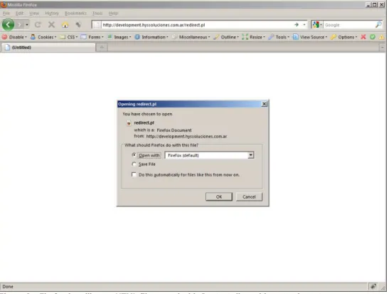 Figure 6 – Firefox handling an HTML file served with Content-disposition:attachment 