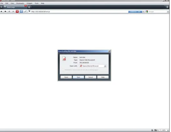 Figure 7 – Opera handling an HTML file served with Content-disposition: attachment 