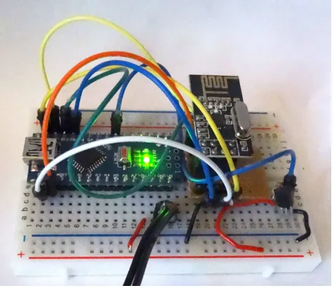 Fig. 5. Arduino Nano based temperature sensor on development board
