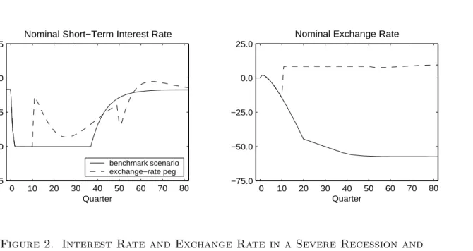 Figure 2. Interest Rate and Exchange Rate in a Severe Recession and Deflation