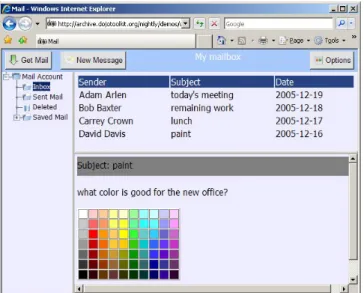 Figure 4: Augmented mail pane HTML code generated by Dojo.