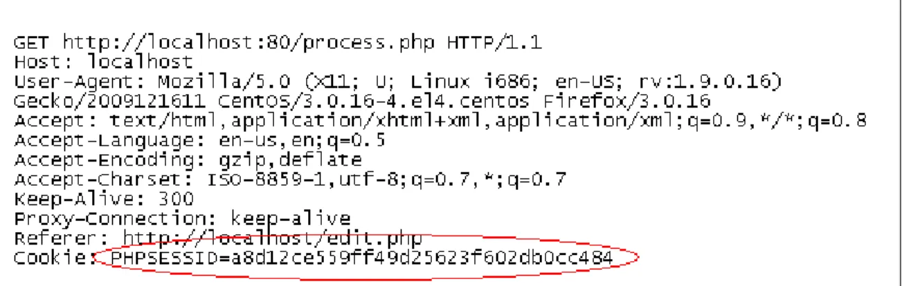 Figure 2.2: An example of a cookie using the PHPSESSID variable as a user’s session ID.