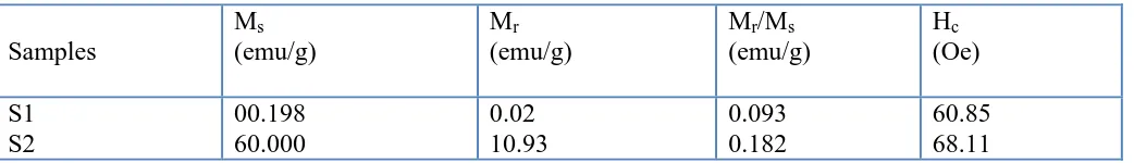 Figure 3. Magnetic hysteresis curves measured at a room temperature for the S1 and S2 samples