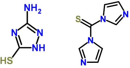 Figure 1. Chemical formula of ATAT (left) and TCDI (right), respectively.  