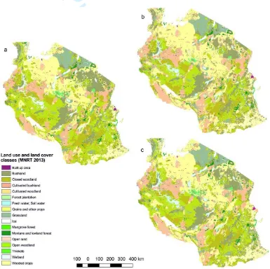 Figure S1. Land use and land cover reference map for 2010 (a, MNRT 2013) and for 