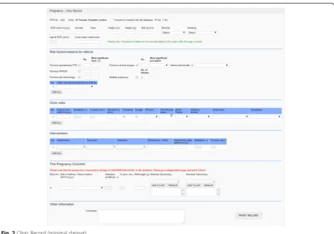 Fig. 2 Clinic Record (minimal dataset)