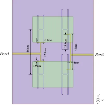 Figure 7. The simulated normalized radiation pattern of the antenna element on E-plane (xz-plane)and H-plane (xy-plane)