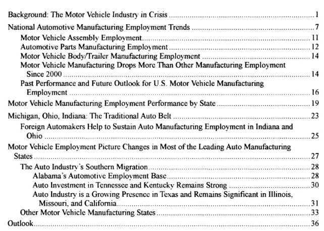 Figure 1. Automotive Manufacturing Employment Trends 11  Figure 2. Motor Vehicle Manufacturing Employment by Industry Segment 14 