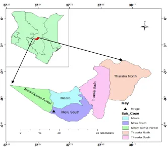 Figure 3.1: A map of the study area showing location of trial sites 