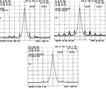 Figure 2-2 : The phase noise sidebands on the Antares Nd:YLF laser repetition frequency of 75.4 MHz