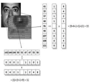 Fig. 1: LLBP operator with line length 9 pixels, 8 bits  considered 