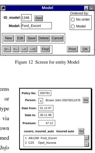 Figure 12  Screen for entity Model 