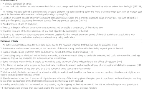 Table 1 Eligibility criteria common to all subgroups